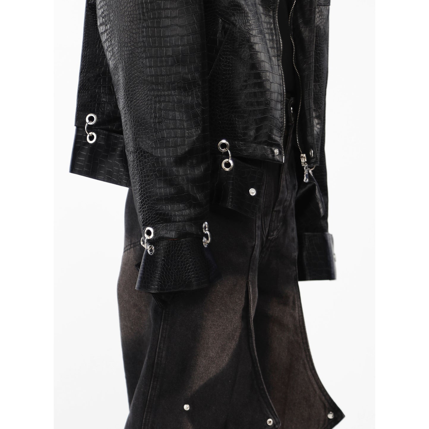 PUNK EMBOSSED LEATHER BLOUSON M006