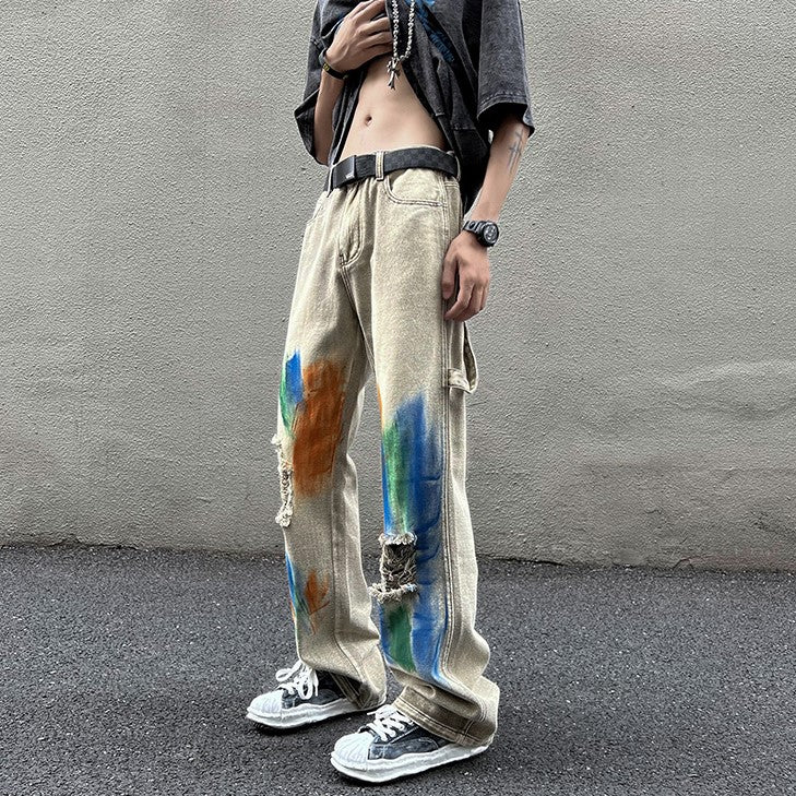 DAMAGE PAINT DENIM PANTS M030