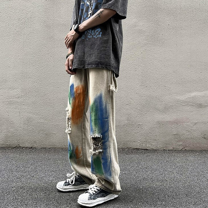 DAMAGE PAINT DENIM PANTS M030