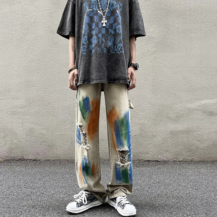 DAMAGE PAINT DENIM PANTS M030