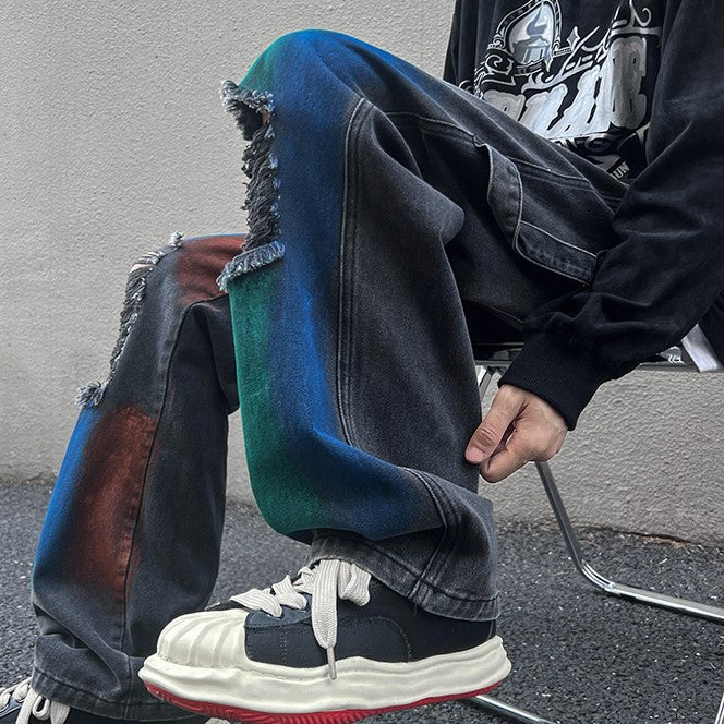 DAMAGE PAINT DENIM PANTS M030