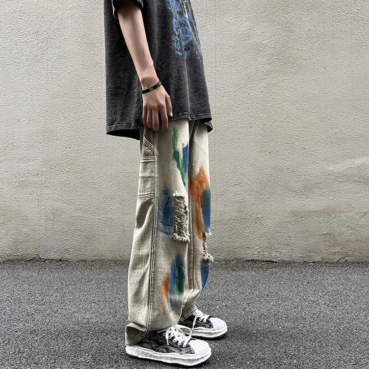 DAMAGE PAINT DENIM PANTS M030
