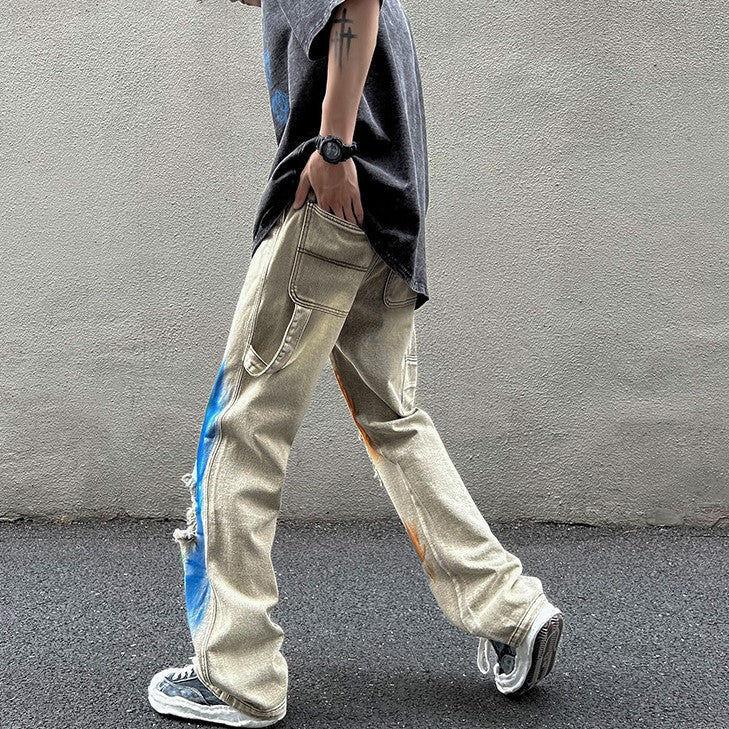 DAMAGE PAINT DENIM PANTS M030