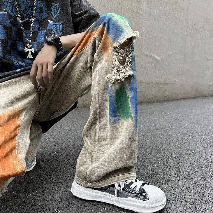 DAMAGE PAINT DENIM PANTS M030