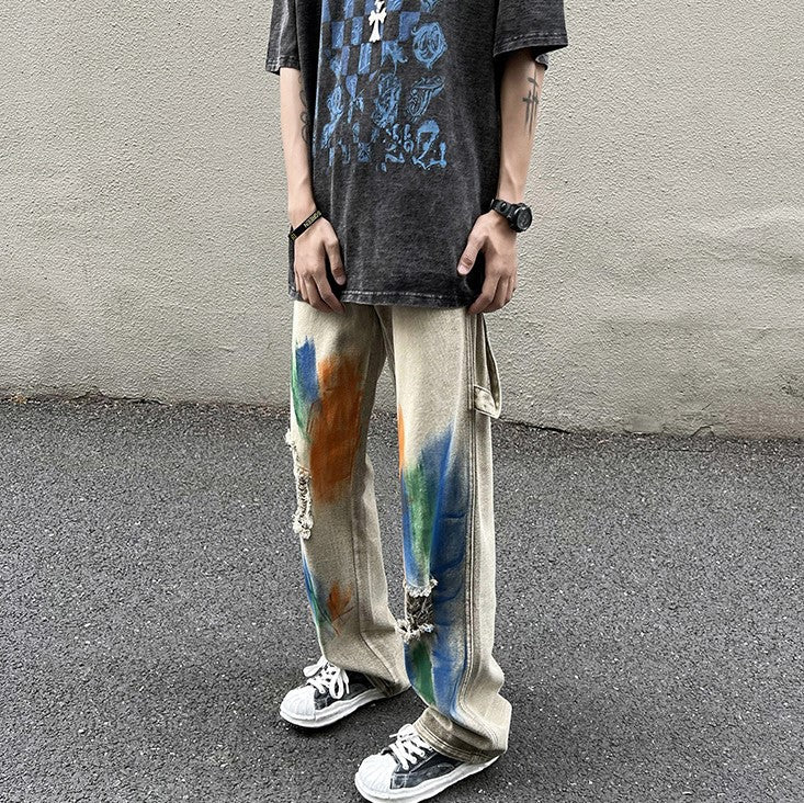 DAMAGE PAINT DENIM PANTS M030