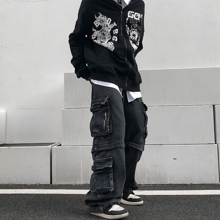 ZIP DENIM CARGO PANTS MNW321