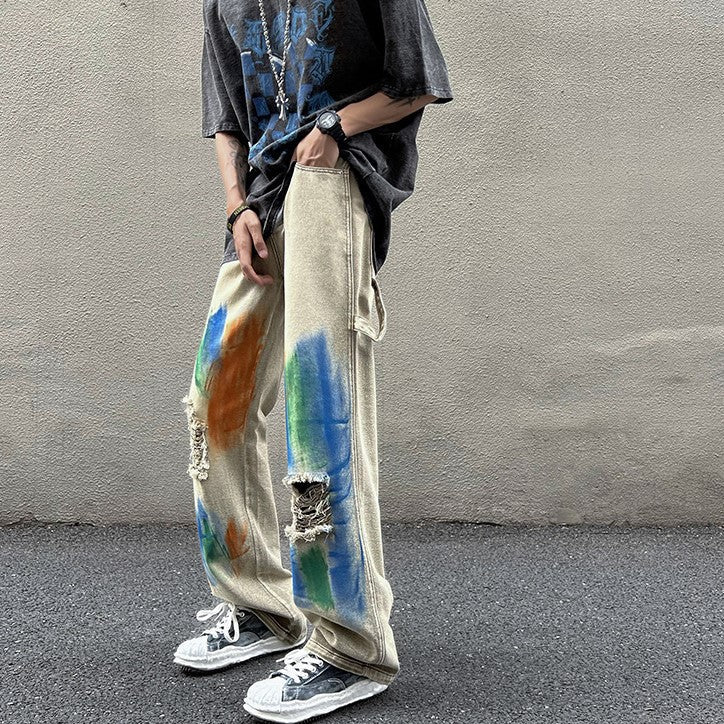 DAMAGE PAINT DENIM PANTS M030