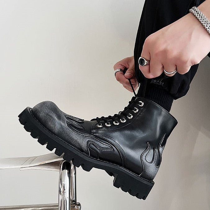 FIRE PATTERN LACE UP SHOES M012