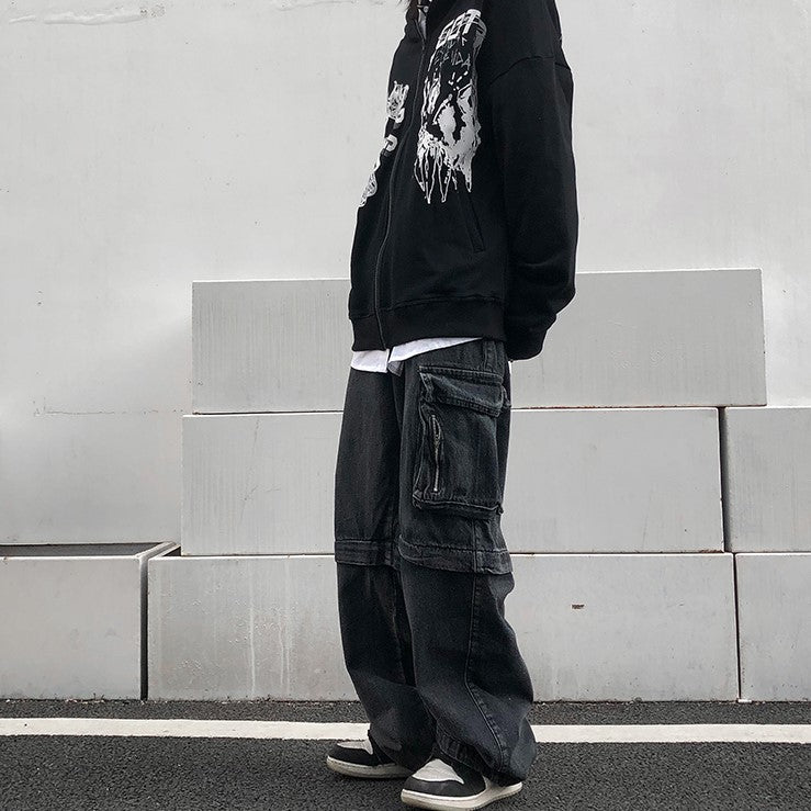 ZIP DENIM CARGO PANTS MNW321