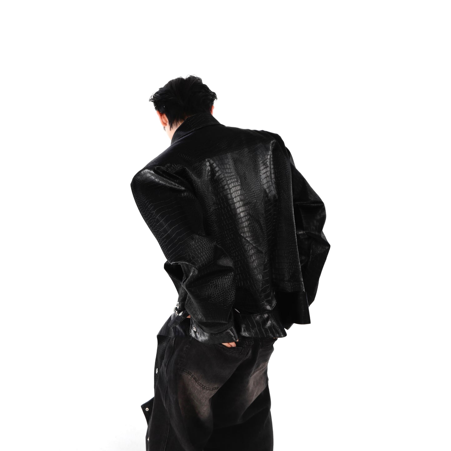 PUNK EMBOSSED LEATHER BLOUSON M006