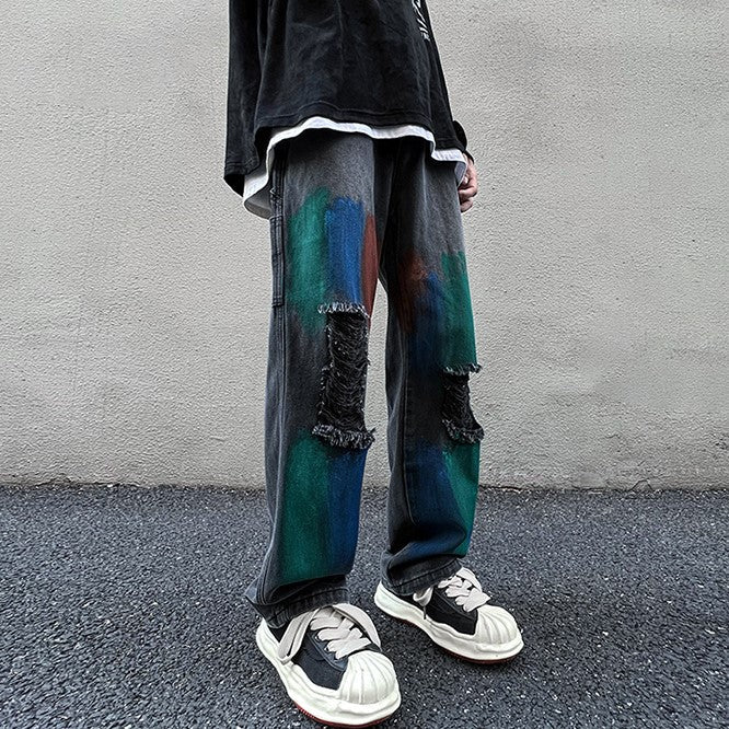 DAMAGE PAINT DENIM PANTS M030