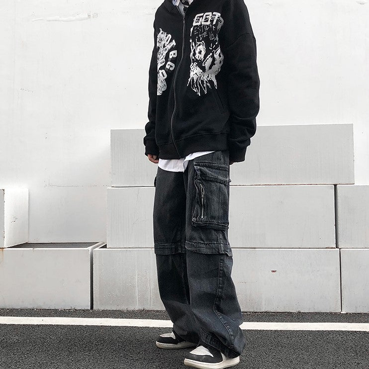 ZIP DENIM CARGO PANTS MNW321