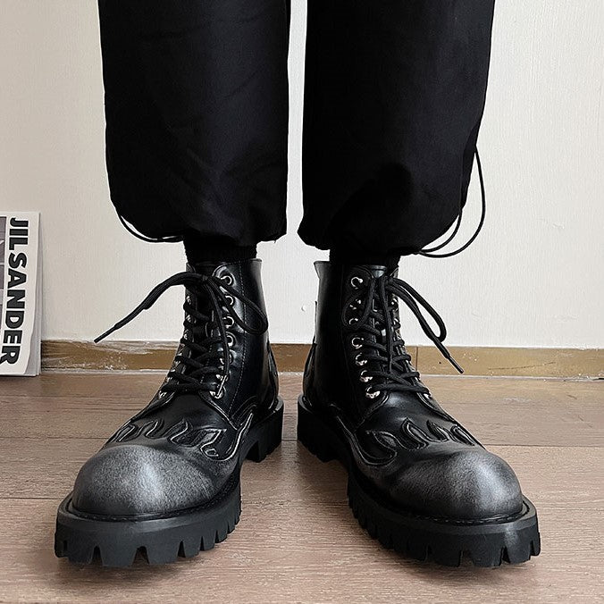 FIRE PATTERN LACE UP SHOES M012