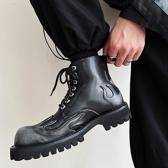 FIRE PATTERN LACE UP SHOES M012