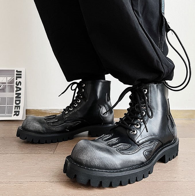FIRE PATTERN LACE UP SHOES M012
