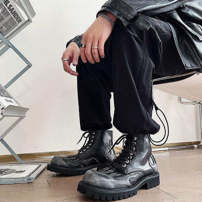 FIRE PATTERN LACE UP SHOES M012