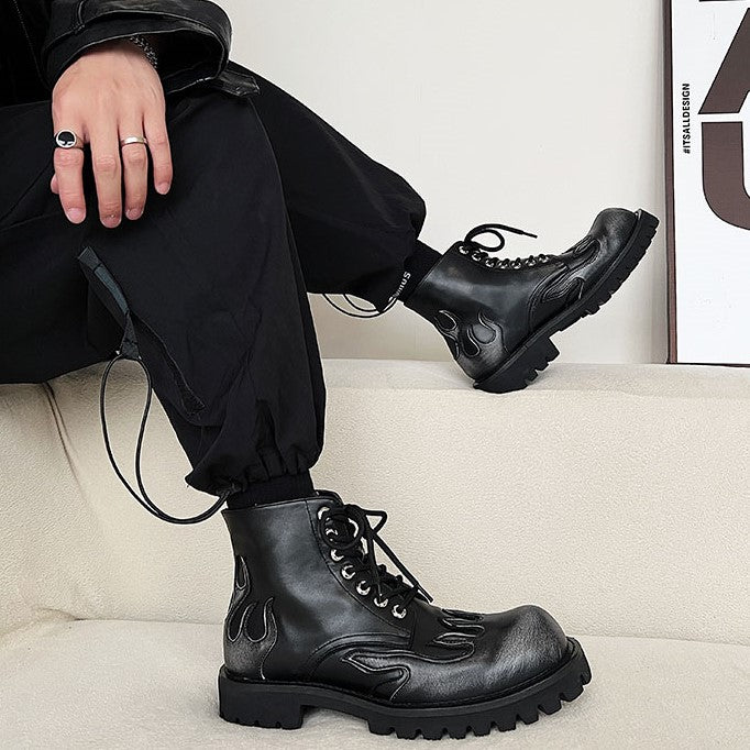 FIRE PATTERN LACE UP SHOES M012