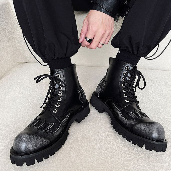 FIRE PATTERN LACE UP SHOES M012