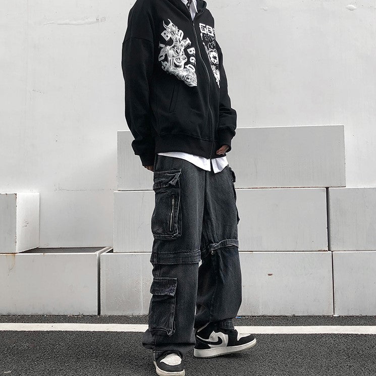 ZIP DENIM CARGO PANTS MNW321