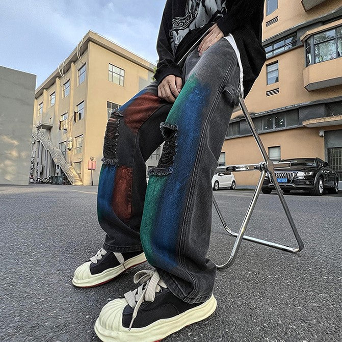 DAMAGE PAINT DENIM PANTS M030