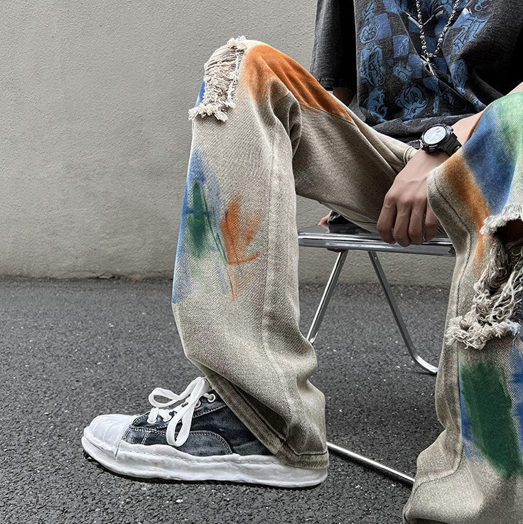 DAMAGE PAINT DENIM PANTS M030