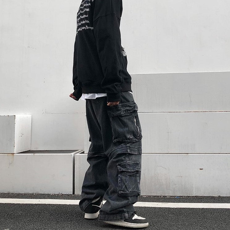 ZIP DENIM CARGO PANTS MNW321