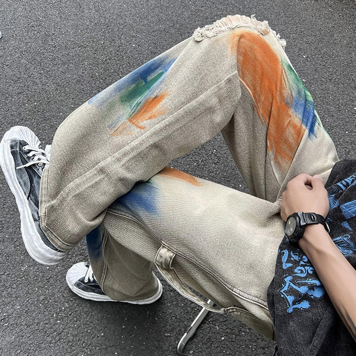 DAMAGE PAINT DENIM PANTS M030