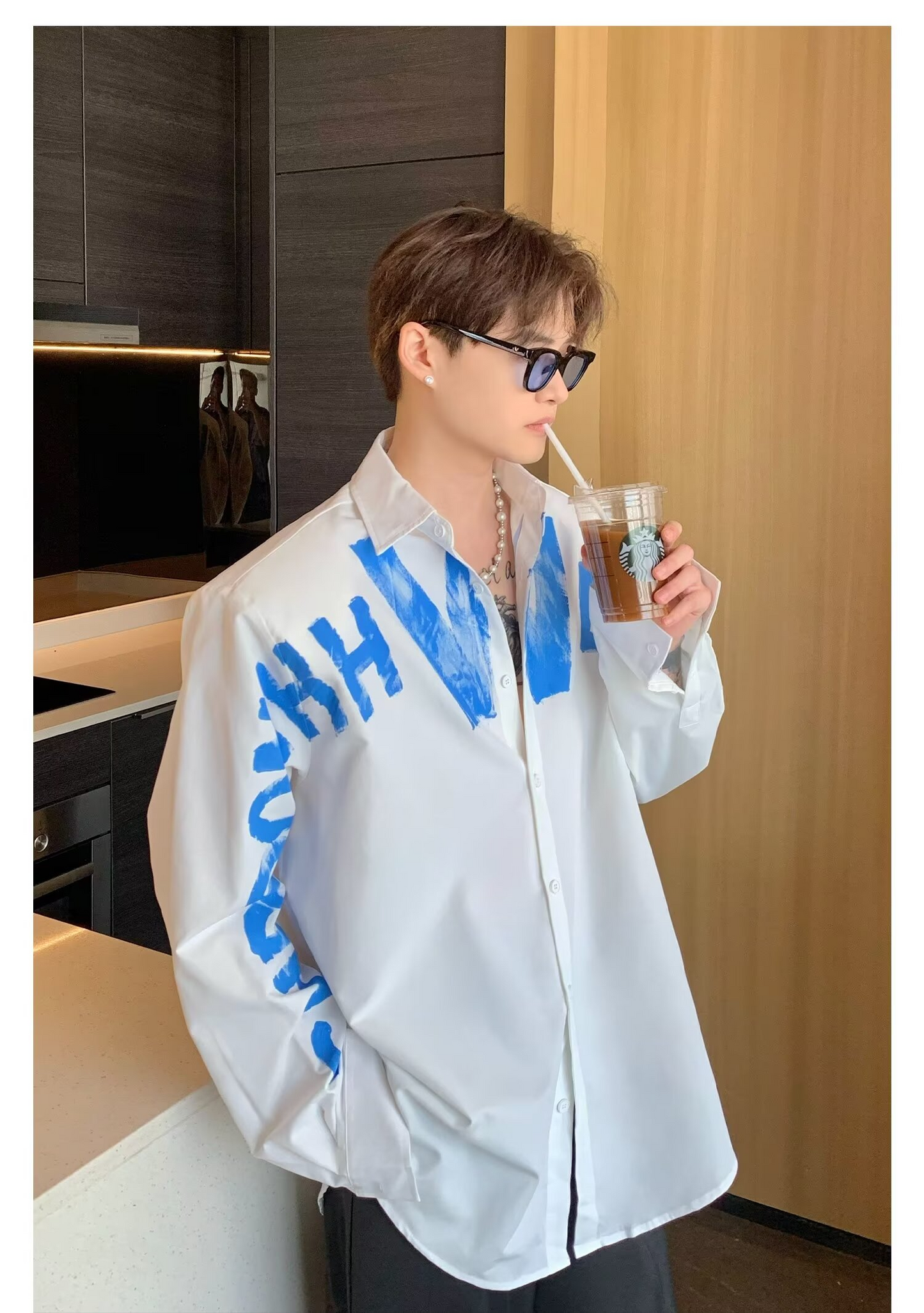 GRAFFITI OVERSIZED LONG SLEEVE SHIRT MNW2107