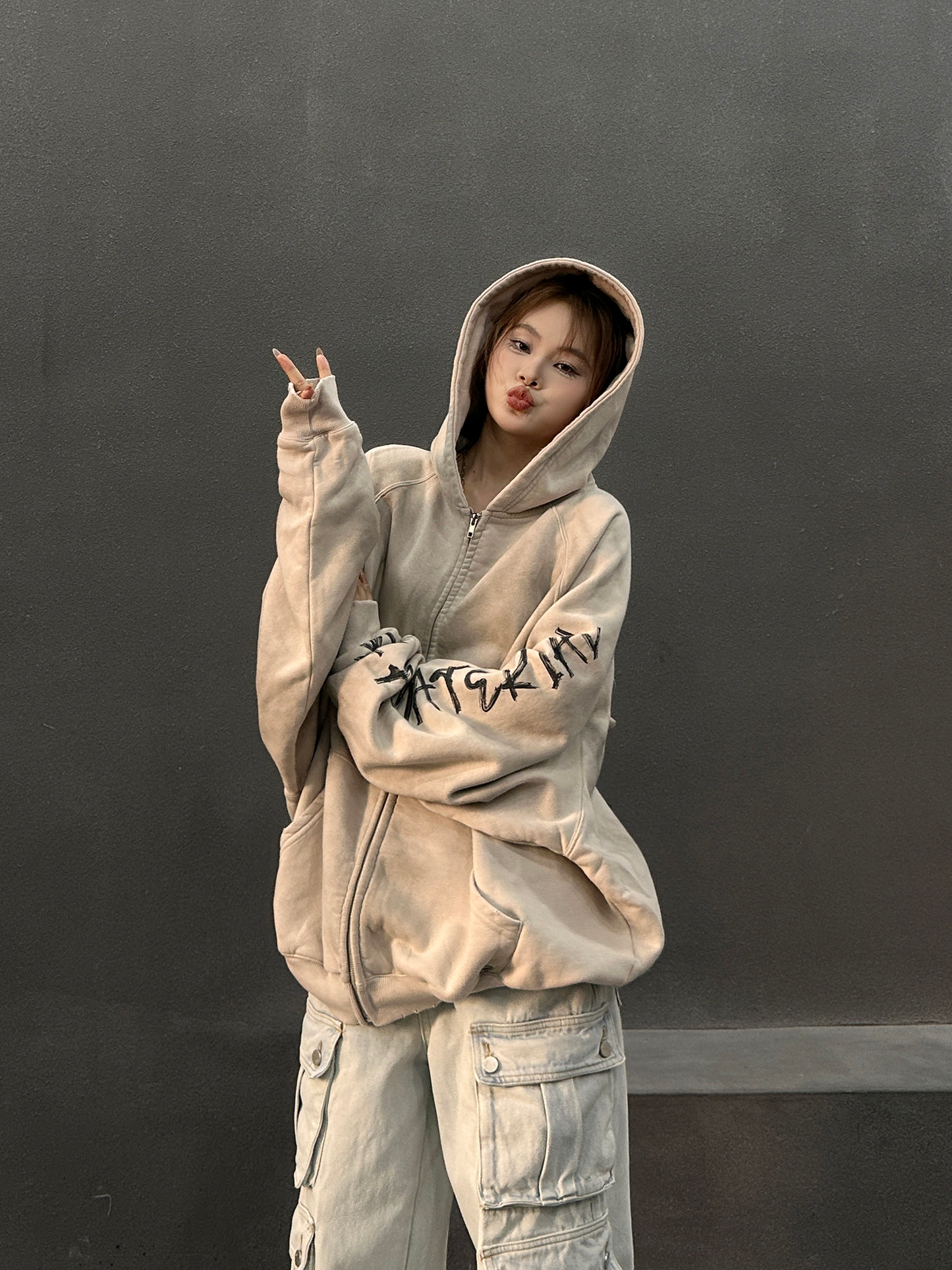 ACID WASH FULL-ZIP HOODIE MNW2112