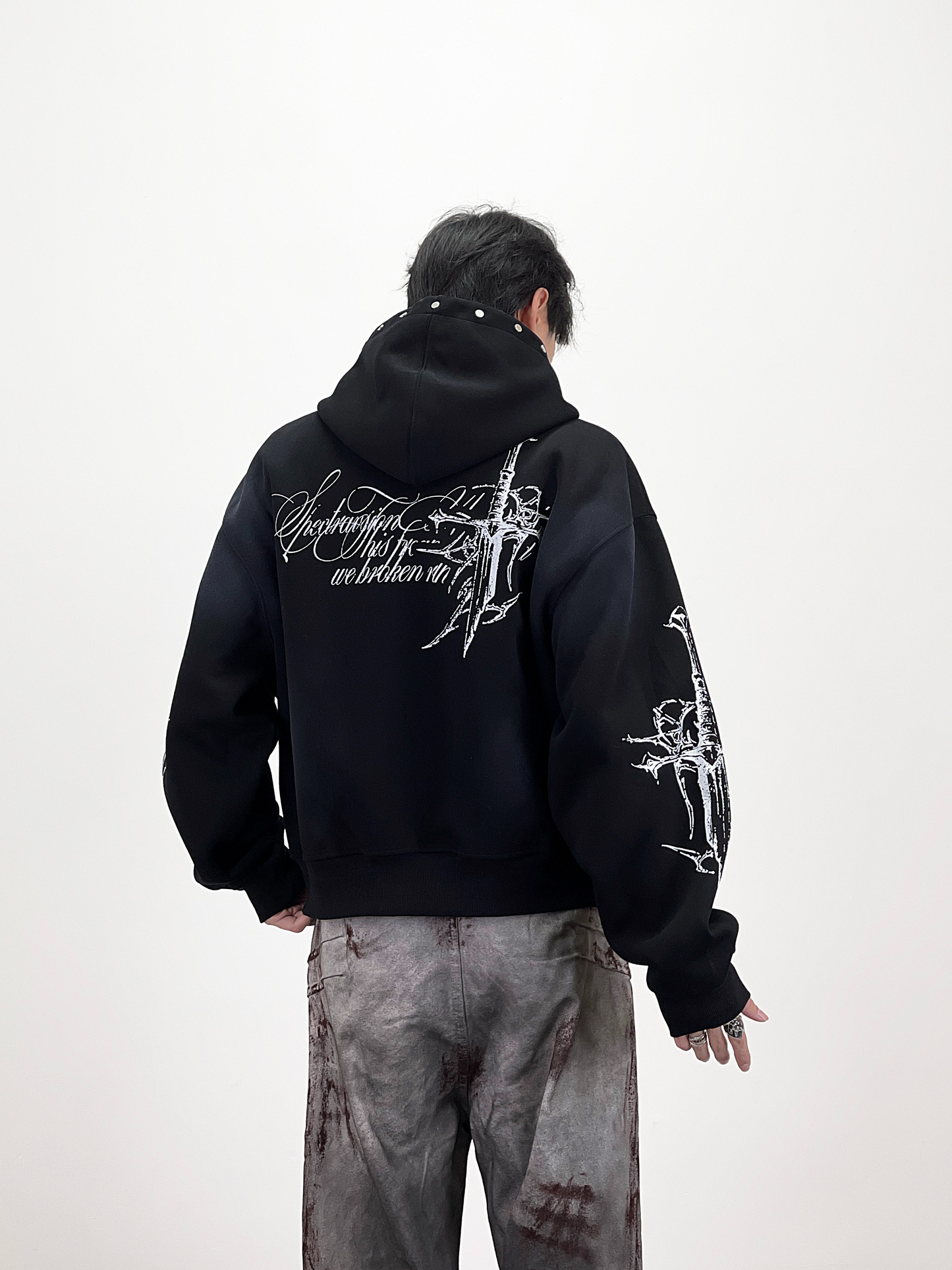 PUNK DESIGN FULL-ZIP HOODIE MNW2093