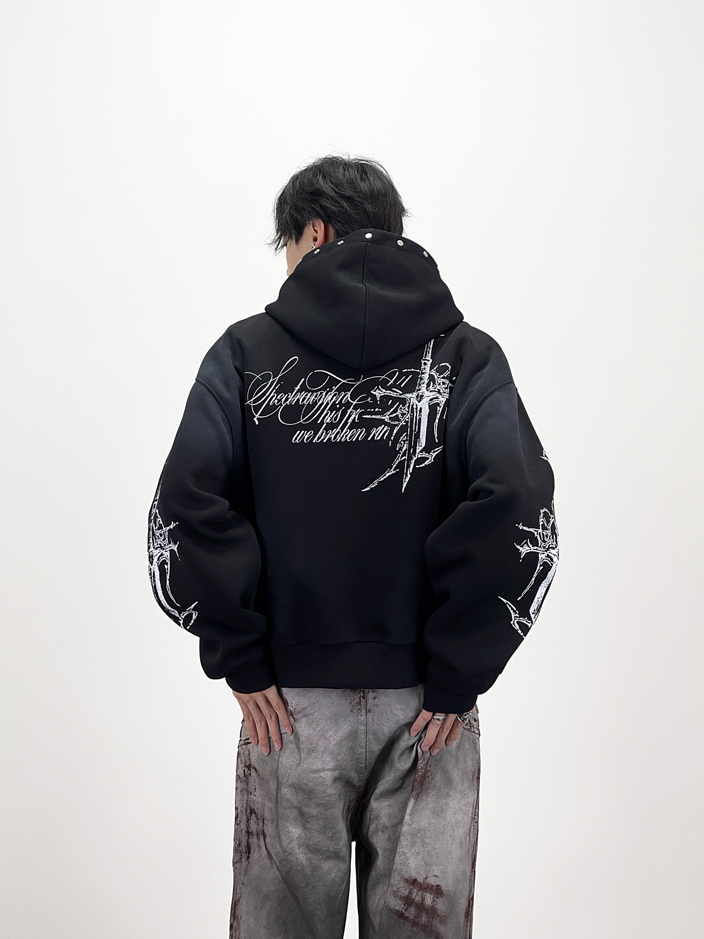 PUNK DESIGN FULL-ZIP HOODIE MNW2093