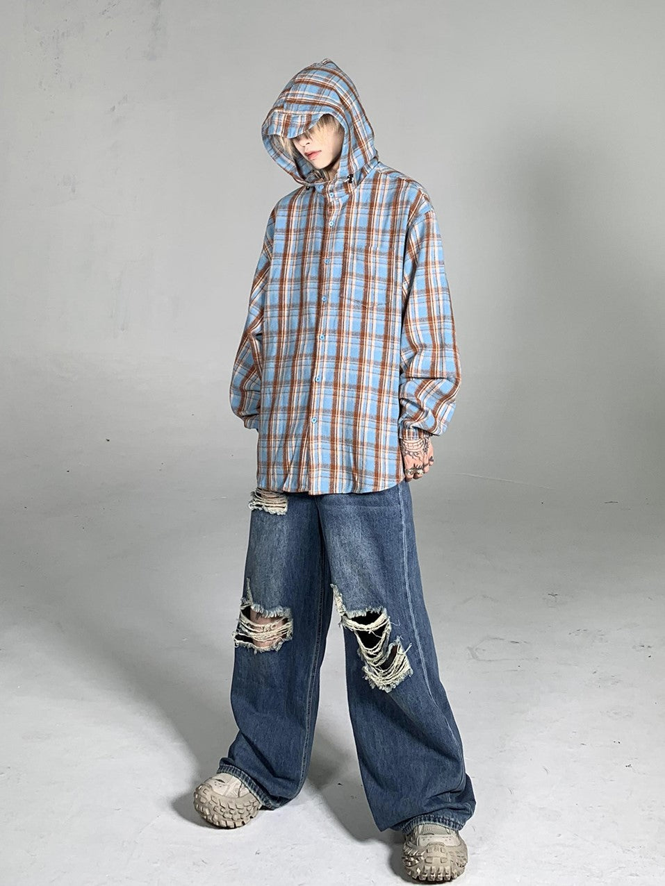 HOOD CHECK SHIRT MNW928