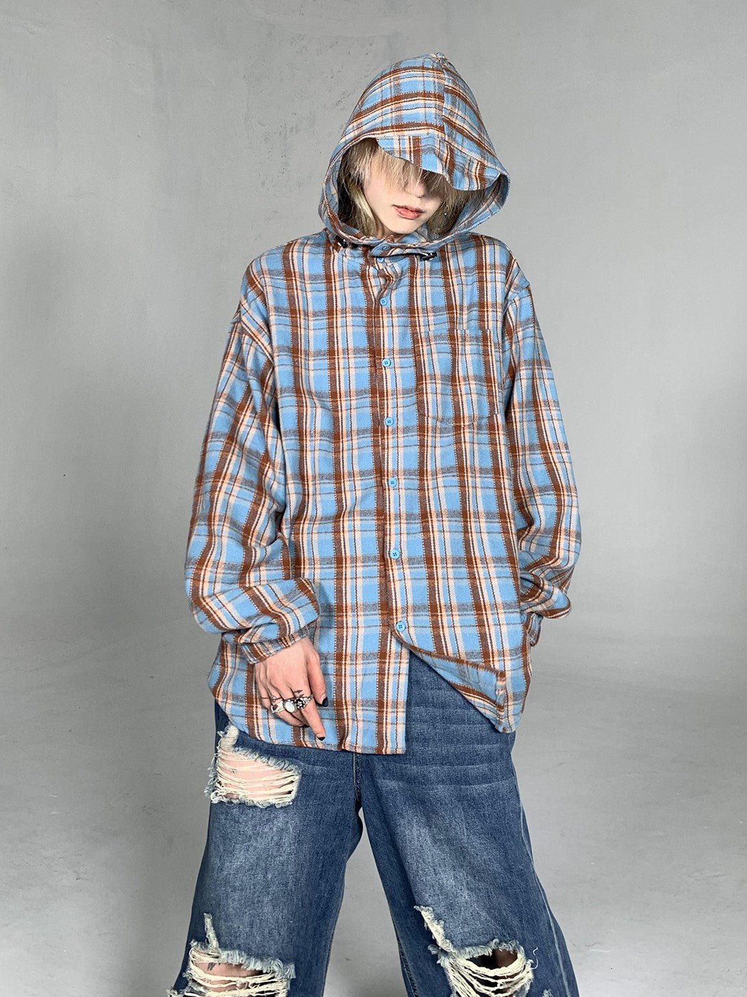 HOOD CHECK SHIRT MNW928