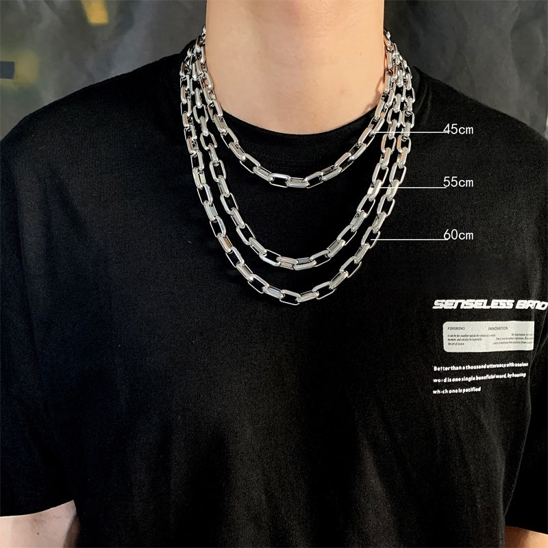 SILVER NECK THICK CHAIN MNW1968