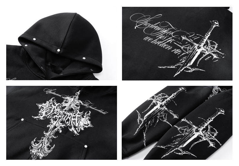 PUNK DESIGN FULL-ZIP HOODIE MNW2093