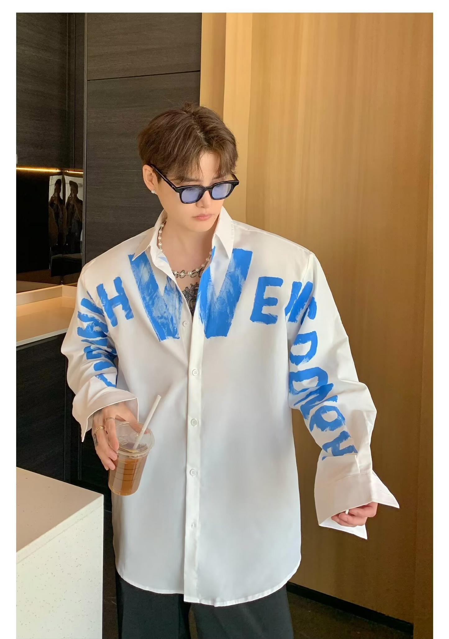 GRAFFITI OVERSIZED LONG SLEEVE SHIRT MNW2107
