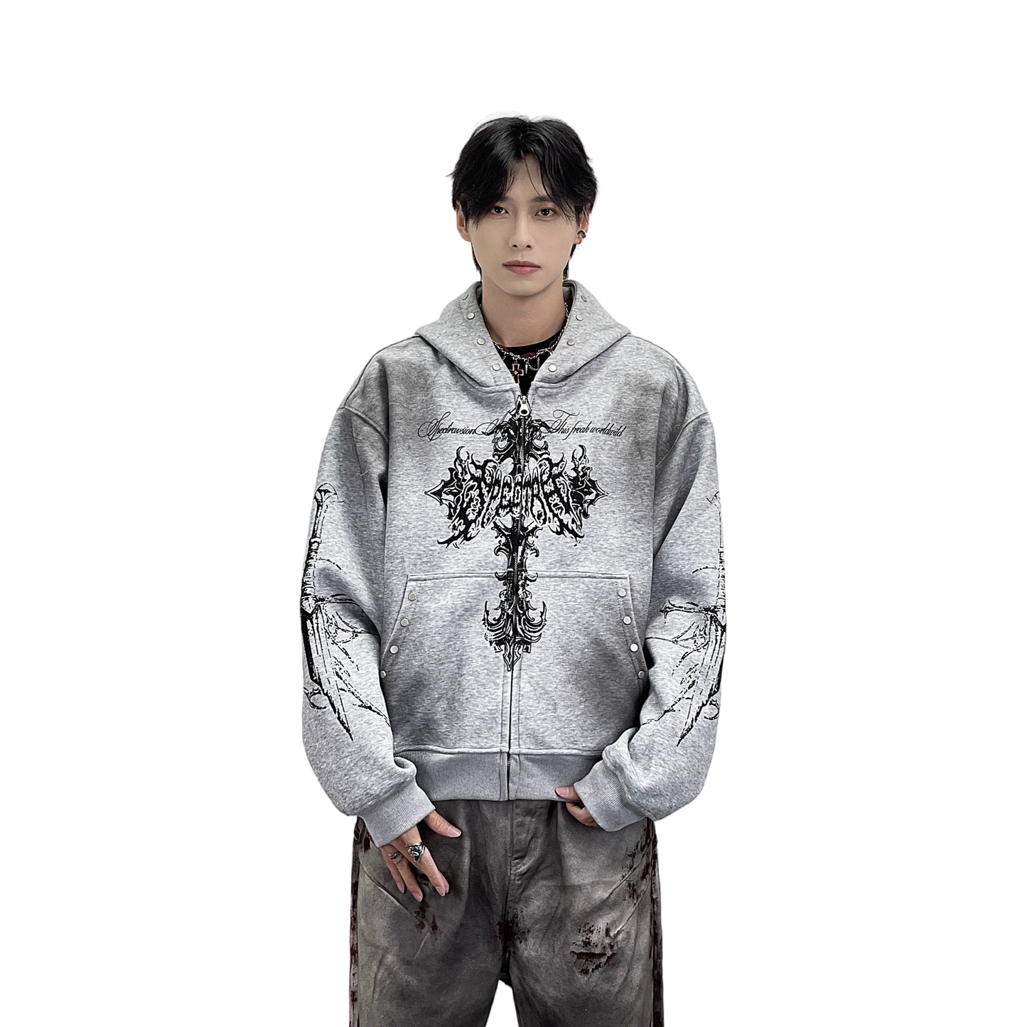 PUNK DESIGN FULL-ZIP HOODIE MNW2093