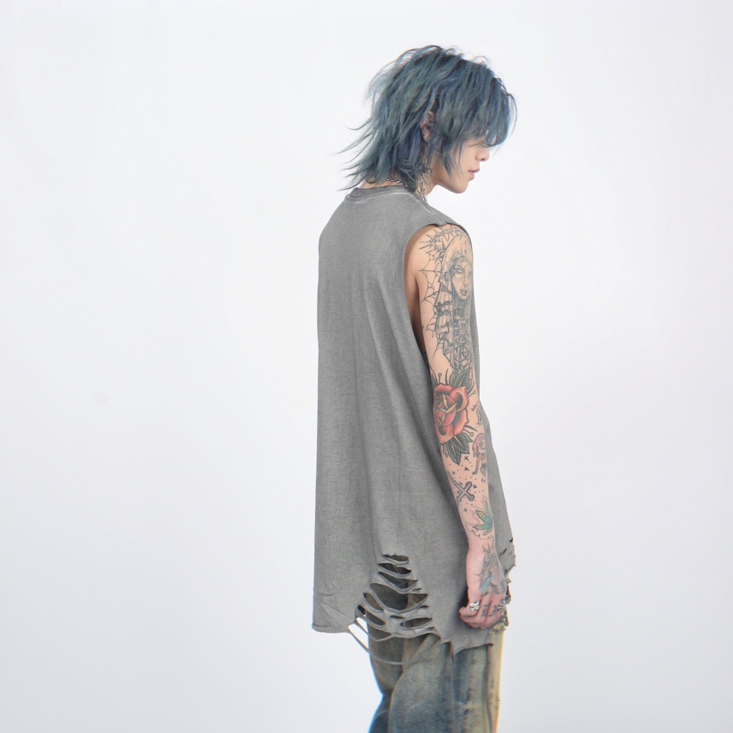 HARD DAMAGE SLEEVELESS SHIRT MNW1777