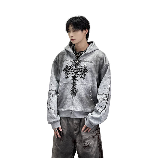 PUNK DESIGN FULL-ZIP HOODIE MNW2093