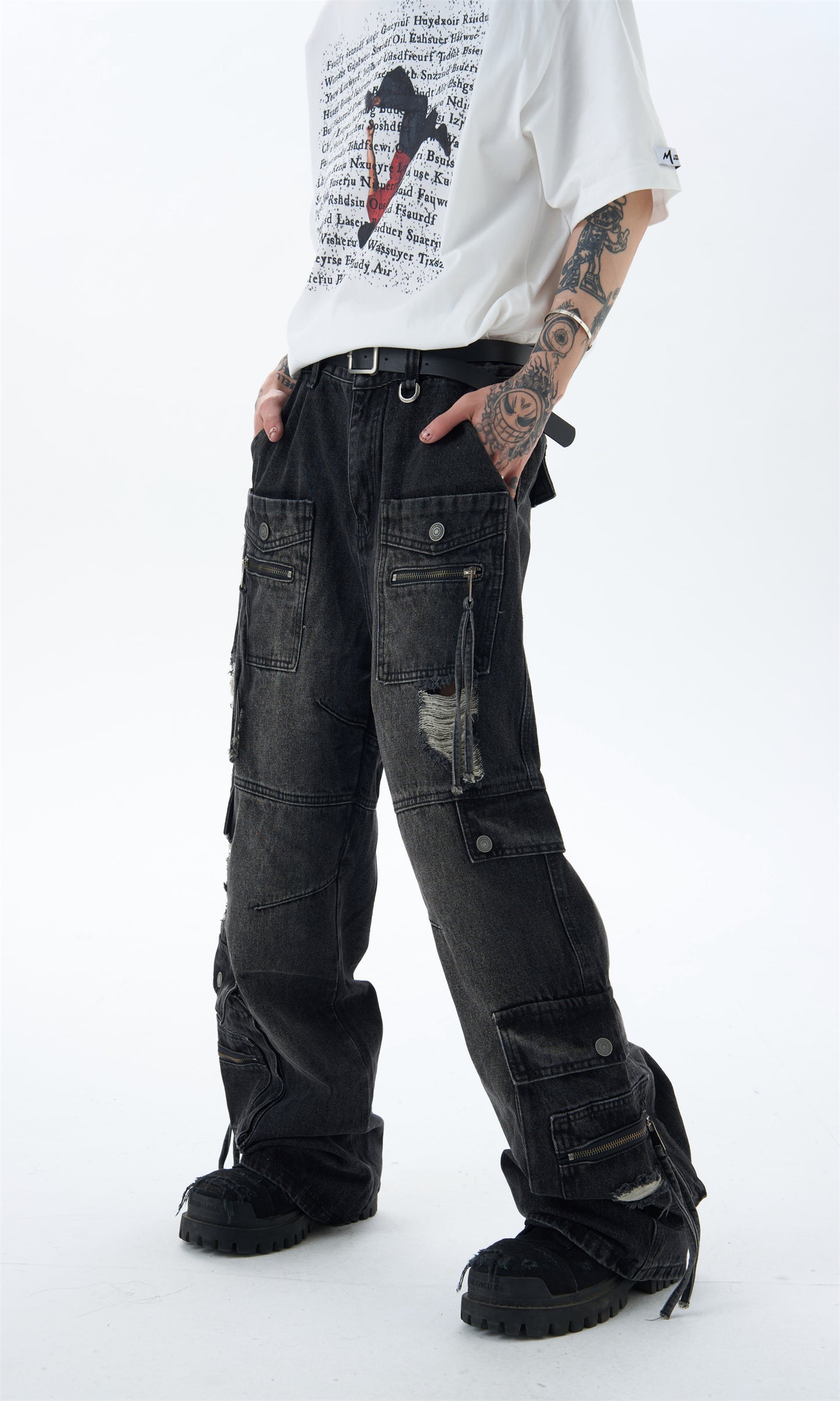 FRAYED POCKET WORK DENIM MNW1804