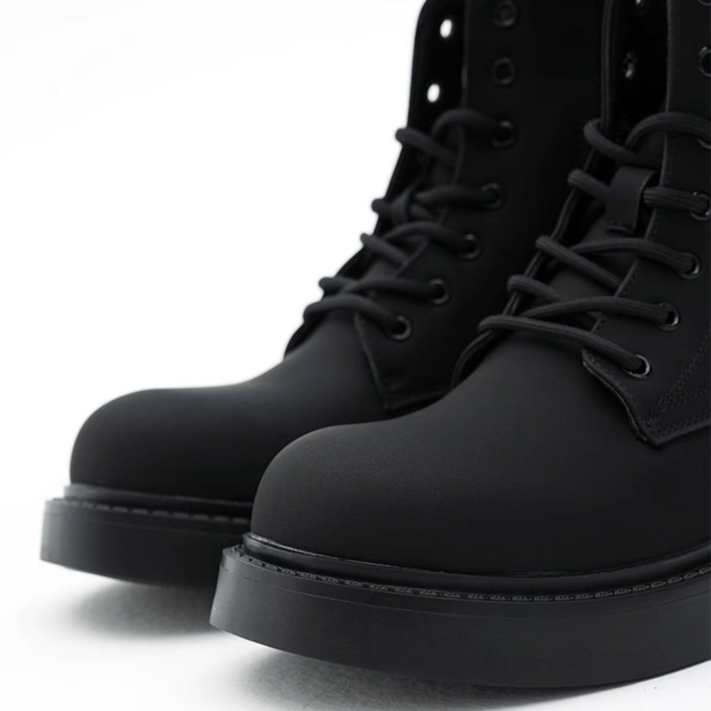 SIDE ZIP LACE UP BLACK BOOTS MNW1514