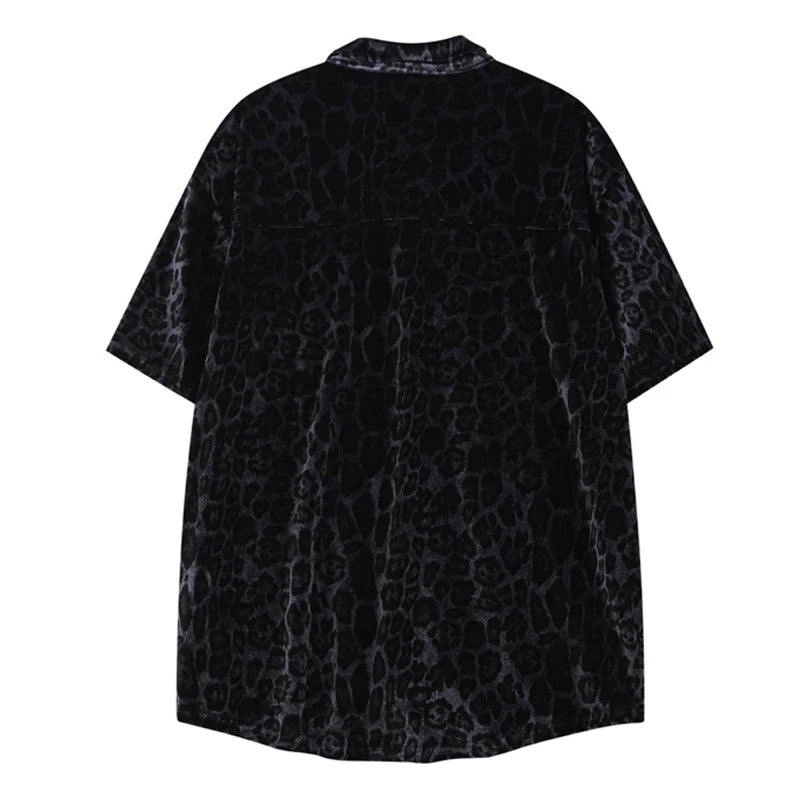LEOPARD PRINT SHORT-SLEEVED LOOSE SHIRT MNW2102