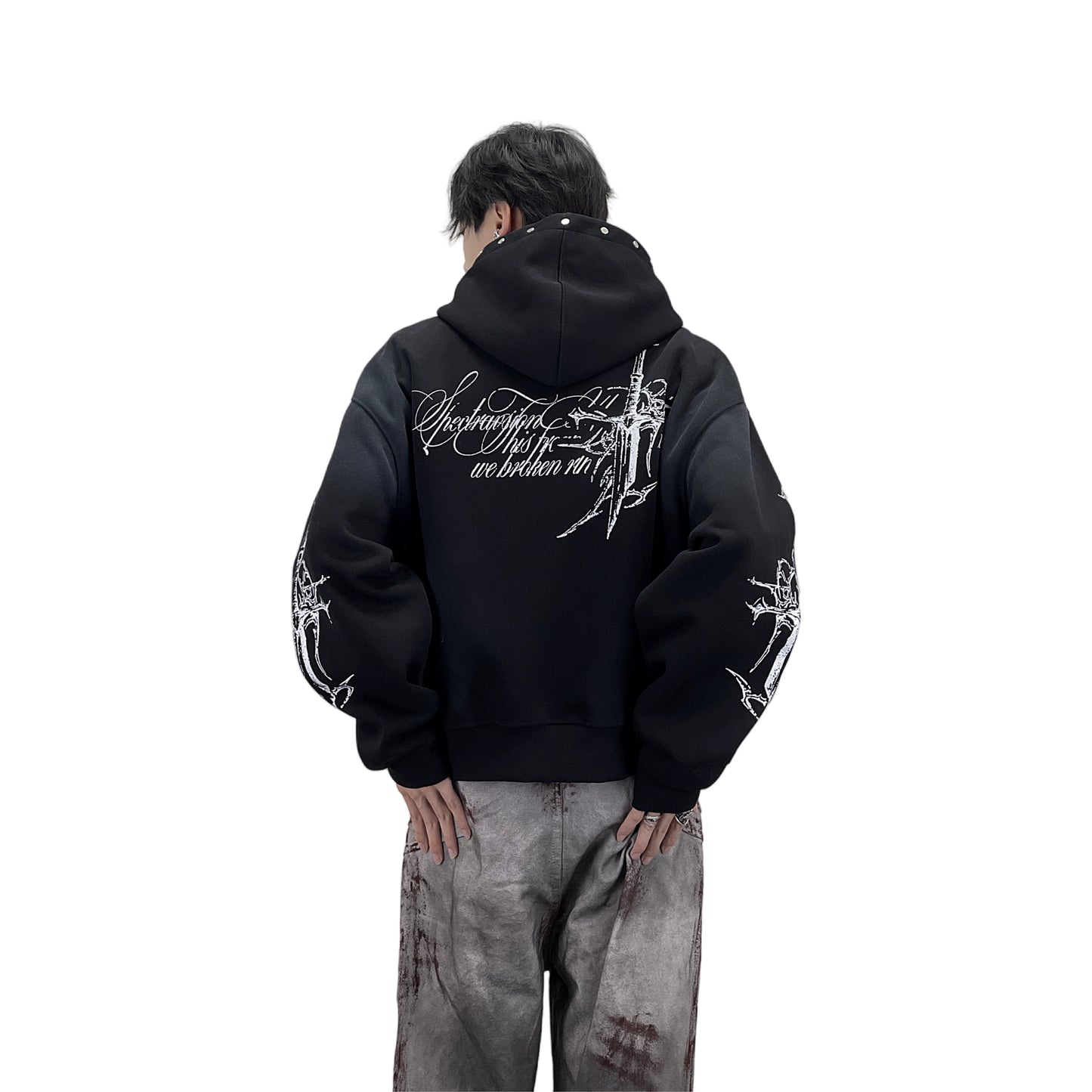 PUNK DESIGN FULL-ZIP HOODIE MNW2093