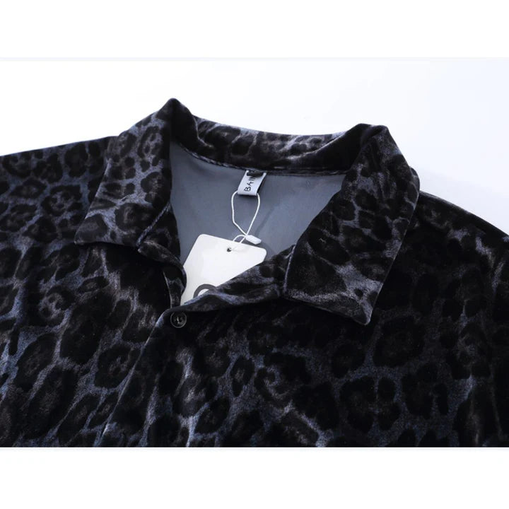 LEOPARD PRINT SHORT-SLEEVED LOOSE SHIRT MNW2102