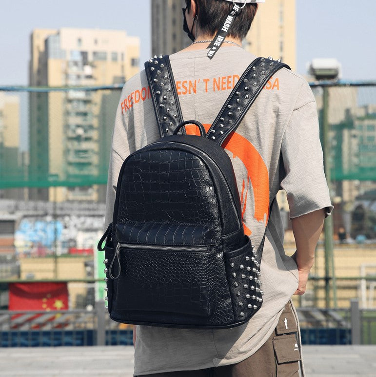 Black leather studded backpack new arrivals