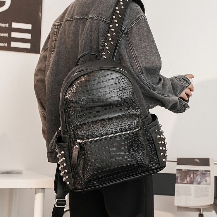 PUNK STUDDED LEATHER BACKPACK M061