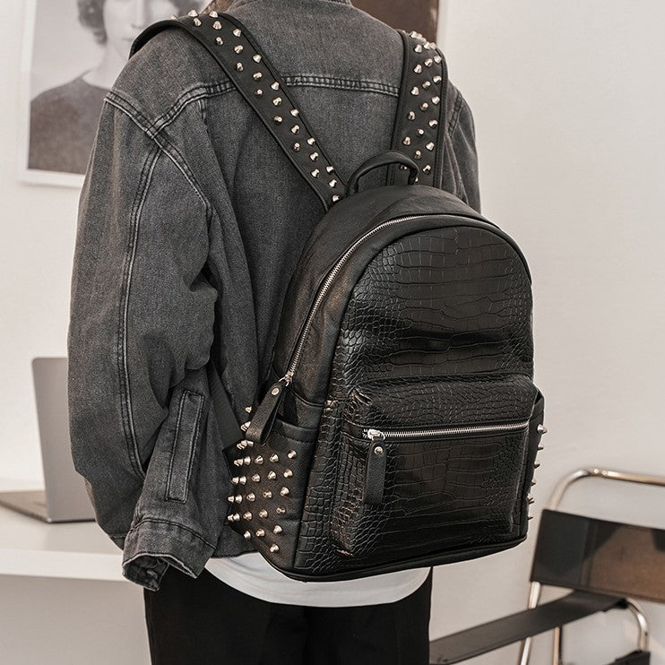 PUNK STUDDED LEATHER BACKPACK M061