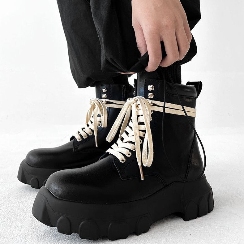 CHUNK SOLE LACE UP SHORT BOOTS M077