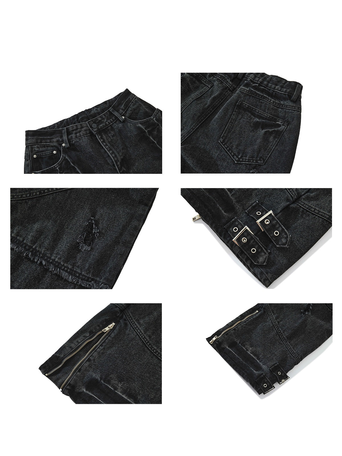 DAMAGED BELT DENIM PANTS MNW409