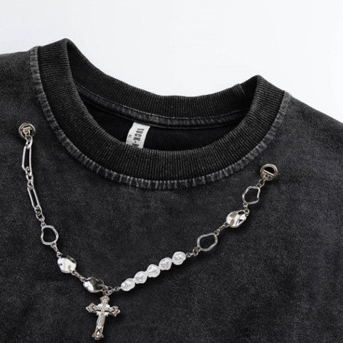 DARK ROSE SHIRT WITH NECKLACE M022